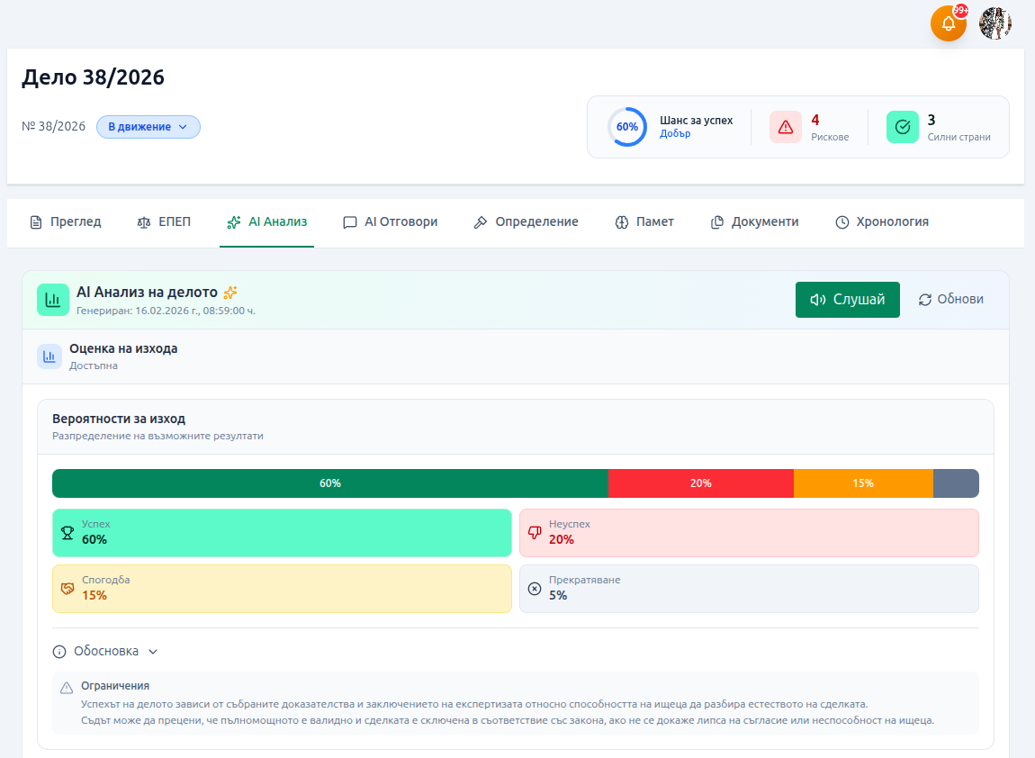 AI Анализ на делото